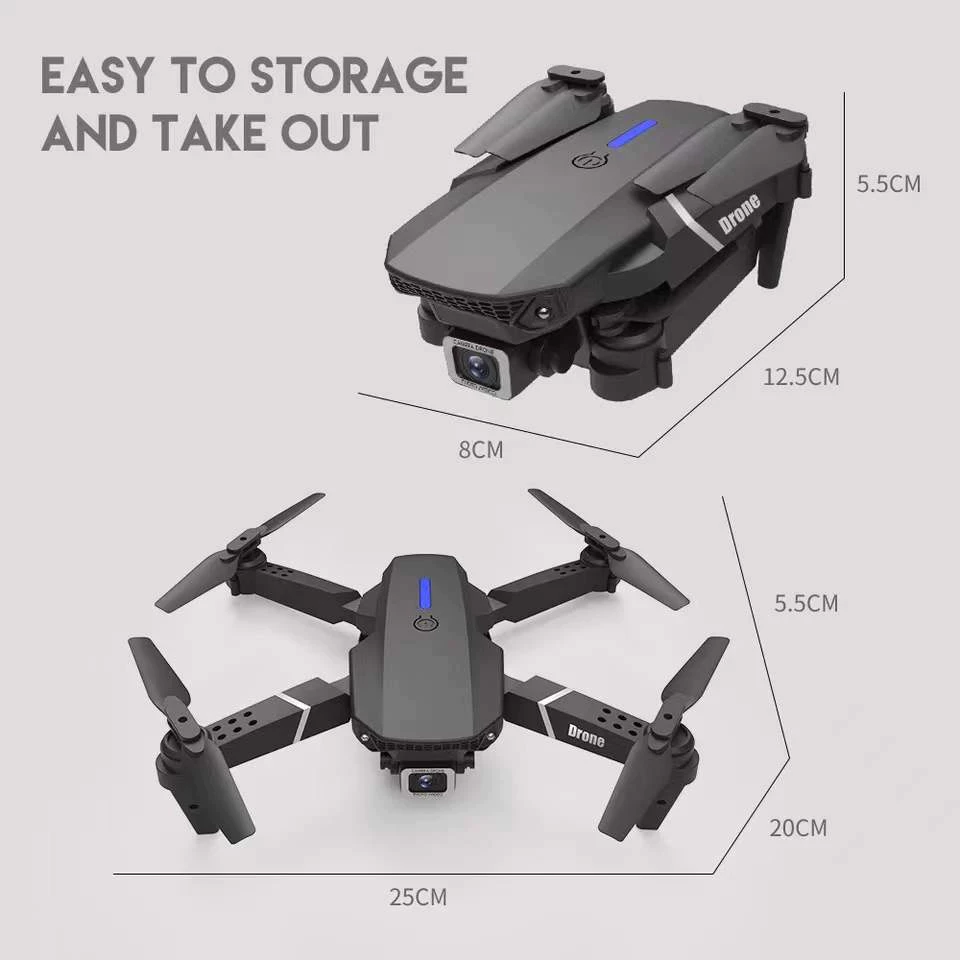 2025 New E88Pro Drone 4K HD Camera WiFi FPV RC Quadcopter Foldable Mini Drone 718 Motor Drone