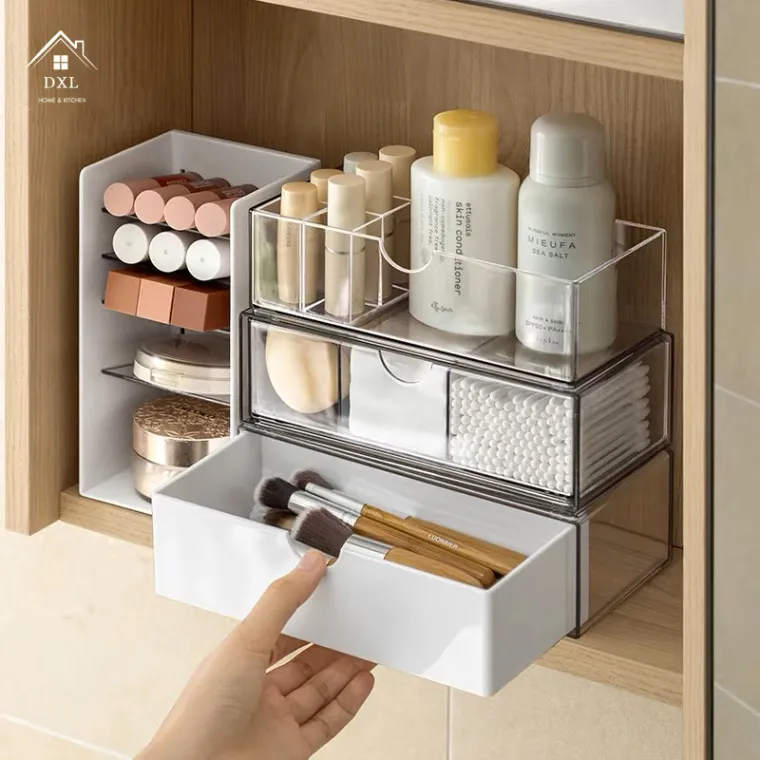 DXL Mirror Cabinet Storage Box Cosmetic Lipstick Shelf Bathroom Bathroom Desktop Organizer Box Storage Box